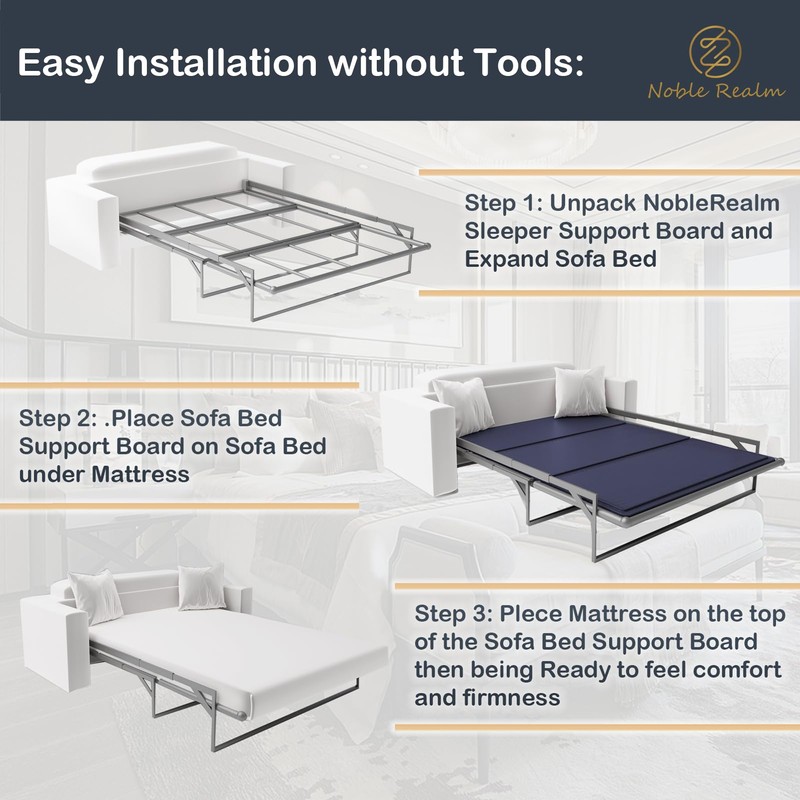 NobleRealm® 𝗕𝗲𝘁𝘁𝗲𝗿 𝗦𝗶𝘇𝗲 Sleeper Sofa Board | Queen Bunkie Board