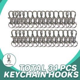 KAIRSORY Keychain, 68PCS Swivel Snap Hooks with Key Rings, Metal Lobster Claw Clasp,34PCS Keychains Clips Hooks and 34PCS Key Chain Rings,Keychain Rings for DIY Crafts,Jewelry Making (Silver)