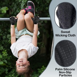 CubePlug Kids Half Finger Fingerless Cycling Gloves - Breathable, Non-Slip, Shockproof, UV Protection Kids Mittens - Perfect for Outdoor Sports, Training, Climbing, Skateboarding (Black, XL)