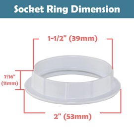 Aspen Creative 21054-12 Shade aluminum screw collar rings for medium base E26 socket, 39mm inner diameter, white finish, 2 Pack
