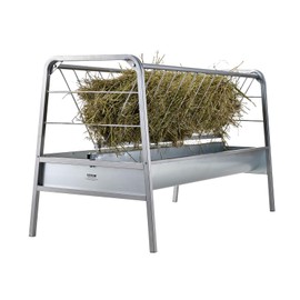 VEVOR Livestock Hay Feeder, 2 in 1 Goat Feeder, 80-Gallon Capacity Pasture Feeder, 59" Long Goat Hay Feeder with Deeper Feeding Pan, Heavy Duty Steel for Sheep Farms Sheds