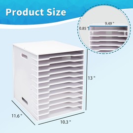 SANFURNEY Scrapbook Paper Organizer for Sizes 8.5" x 11", 12 Tier White Cardstock A4 Paper Sorter Storage Rack, Desktop Scrapbook Papers Holder for Home Office & Classrooms (White)