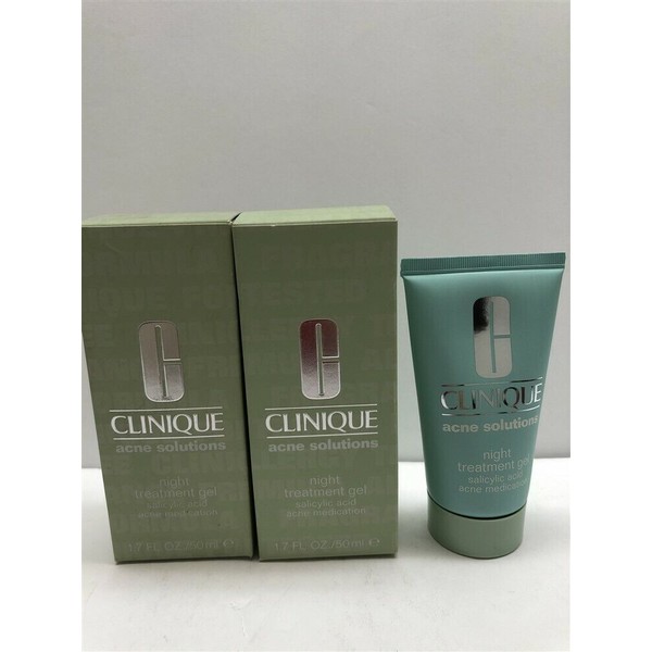 Lot of 2 Clinique Acne Solutions Night Treatment Gel 1.7 oz/50 ml, Old Formula!