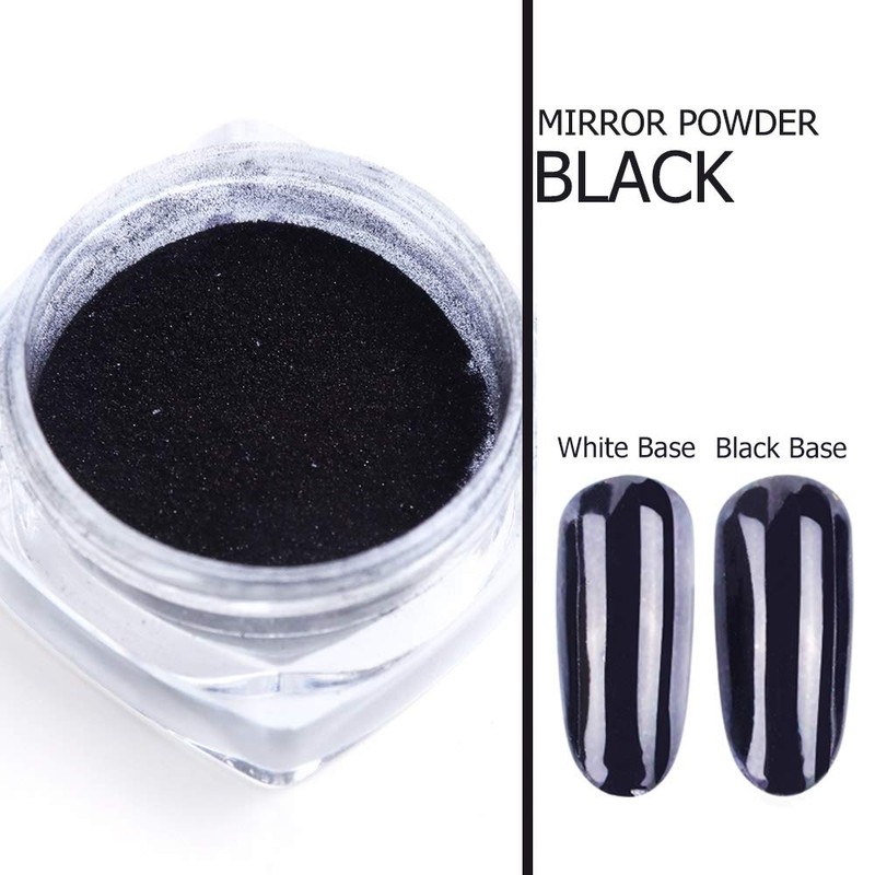 1Pcs Black Chrome Nail Powder Nail Glitter Powder Shining Chrome