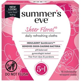 Summers Eve Sheer Floral Cleansing Cloths, Individually Wrapped, 16-Count (2-Pack)