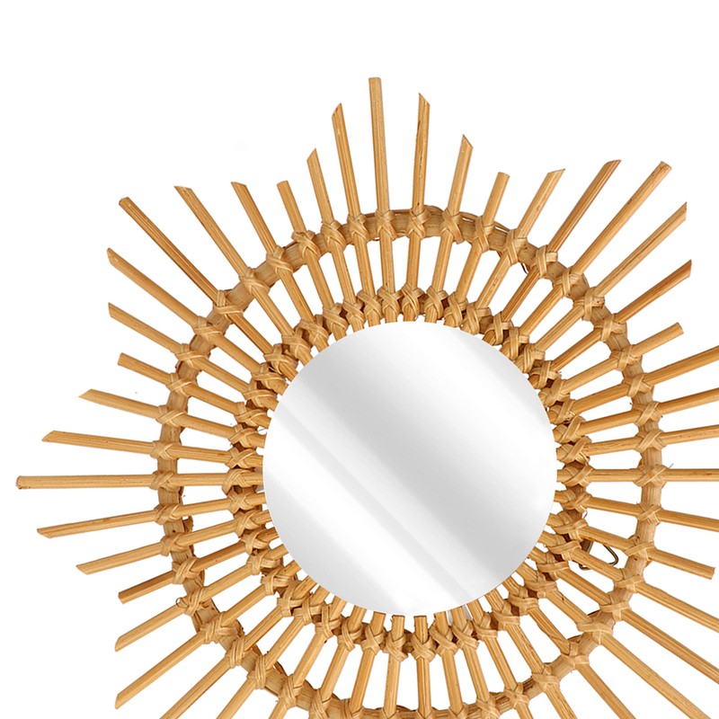 Wall Decor Rattan Mirror Star Shape Unique Simple Handwoven Mirror