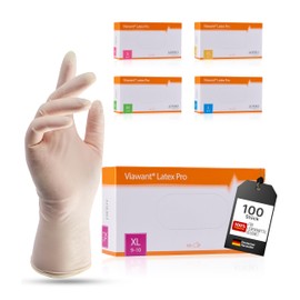 Latex Gloves Pack of 100 (White, XL) Very Robust and Do Not Tear Disposable Gloves Examination Gloves Powder-Free Non-Sterile Latex Gloves Disposable