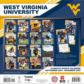 TURNER SPORTS West Virginia Mountaineers 2025 12x12 Team Wall Calendar (25998011829)