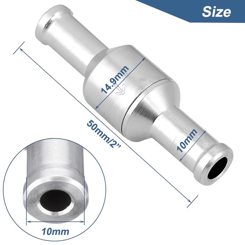 Saipe 2pcs 3/8" 10mm Fuel Check Valve Non-Return One Way