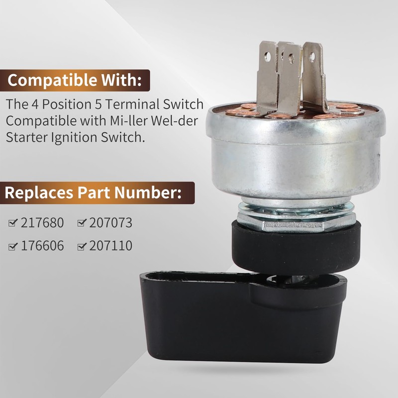 Dokili Starter Ignition Switch 5 Terminal 4 Position Includes Handle