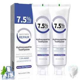 Hydroxylapatit Zahnpasta, 2 Stück Hydroxyapatite Toothpaste, Fluoridfreie Zahnschmelzreparatur Zahnpasta, Schutz des Zahnschmelzes und Stärkung der Zähne