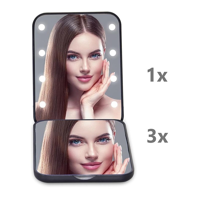 Kintion Pocket Mirror, 1X/3X Magnification LED Compact Travel Makeup Mirror