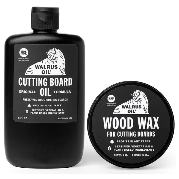 WALRUS OIL - Cutting Board Oil and Wood Wax Set. For Cutting Boards, Butcher Blocks, Wooden Spoons, and Bowls. 100% Food-Safe.
