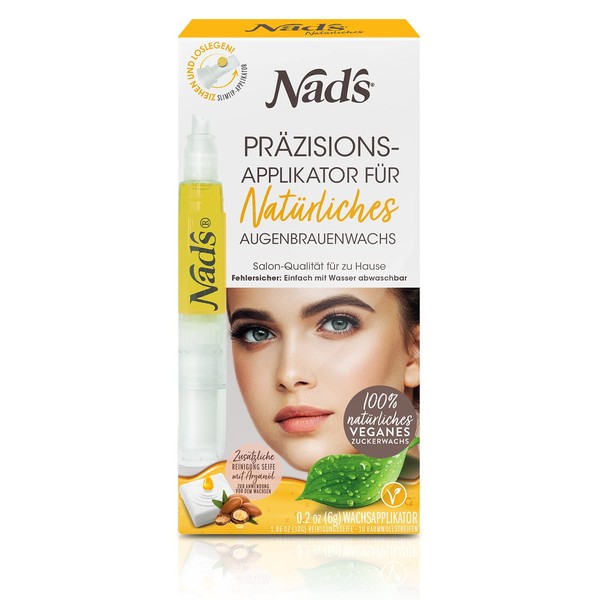 Nad's Wax Hair Removal Eyebrows, Natural Eyebrow Wax, with Precision Applicator