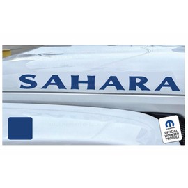 Decal Mods Sahara Hood Graphic Decal/Sticker fits Jeep Wrangler JK/JL/JT (2007-2024) Blue CBLU (Set of 2) | SJ4T4