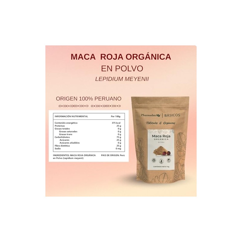Maca Negra Orgánica Peruana 100 Pura, Maca Roja Orgánica Peruana