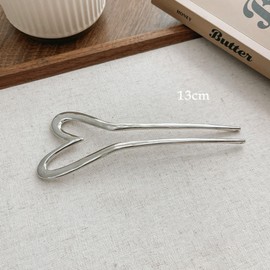 2pcs Metal Heart Hairpins Golden Silver Pins Hair Stick Metal U-shaped Hair Fork Sticks For Long Hair Hair Stick