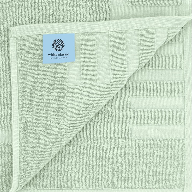 White Classic Luxury Bath Mat Floor Towel Set - Absorbent