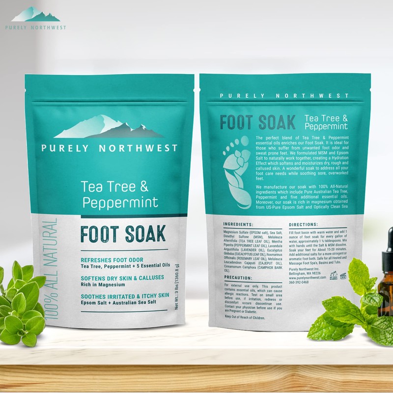 Epsom Salt Tea Tree Foot Soak-Toenail Repair, Softens Thick Calluses