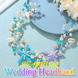 BARTOSI Starfish Hair Vine Mermaid Headband Beach Seashell Hair Accessories for Women