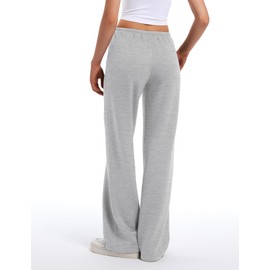 HeSaYep Women's Wide Leg Sweatpants Straight Leg Lowrise Sweat Pants Drawstring Elastic Low Waist Pants with Pockets, Grey XL