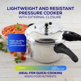 Universal (4.75 Quart / 4.5 Liter) Anti-Rust Ultra Pressure Cooker, Aluminum Pressure Cooker for 5 Servings, Even Heat Distribution, Diameter 9.4 inches, Height 8 inches