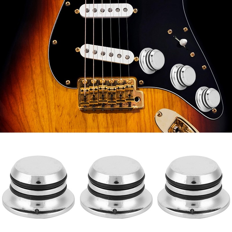 3pcs Volume Control Knob Chromed Zinc Alloy for Electric Guitar