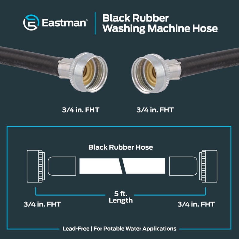 Eastman Washing Machine Drain Hose, 3/4 Inch FHT Connection, 5