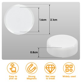 Wukong Pack of 36 Circle Magnets for Whiteboard, White, Fridge Magnets for Magnetic Board, School, Seminars, Fridge Magnet, Lockers and Photos, Diameter 20 mm, 8 mm Thickness