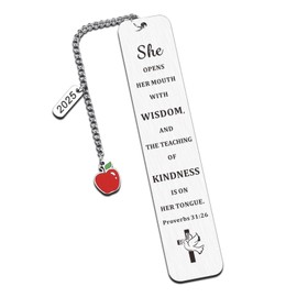 Teacher Appreciation Gifts for Women, Christmas Thank You Gifts for Teacher Bible Verse, Teacher Christmas Stocking Stuffers Bookmark Gifts, Religion Bookmark for Teacher Primary Middle High Students