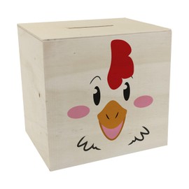 Wooden Money Box with Cute Chicken Face – for Small Children a Fun Gift Idea for Your Children for Your Pocket Money in a Special Piggy Bank with Animal Face