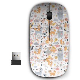 2.4G Ergonomic Portable USB Wireless Mouse for PC, Laptop, Computer, Notebook with Nano Receiver ( Cute Animals Forest )