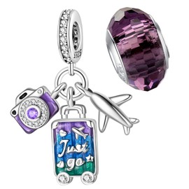 LNQOBU 925 Sterling Silver Charms for Bracelets Necklaces,5A Cubic Zirconias Evil Eye Dangle Beads Charms Jewelry Gift for Women (With one Spacer Beads Charms)