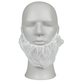 ABENA Beard Cover |Extra Large | White | PP | Non-Sterile | Elastic Around The Head | Single Use | Pack of 100 Beard Nets | Ideal for Kitchen Workers and Perfect Beard Hair Nets for Catering.