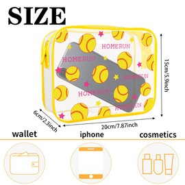 TREALDATE Clear Travel Bags for Toiletries Carry on Airport Airline Compliant Bag,TSA Approved Toiletry Bag 2 Pack,Clear Makeup Bags Quart Size Traveling,Baseball