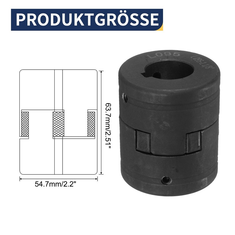 uxcell 1-1/8" to 1-1/8" L095 Flexible 3-Piece L-Jaw Coupling Coupler