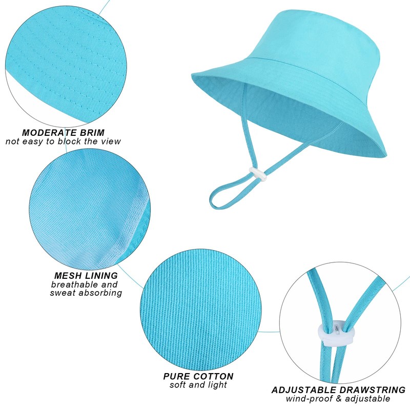 Cooraby Sombrero de sol para bebé, de ala ancha, ajustable,