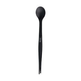 triangle Tasting Spoon with Tweezers, Black, 2-in-1 Spoon and Kitchen Tweezers, Stainless Steel