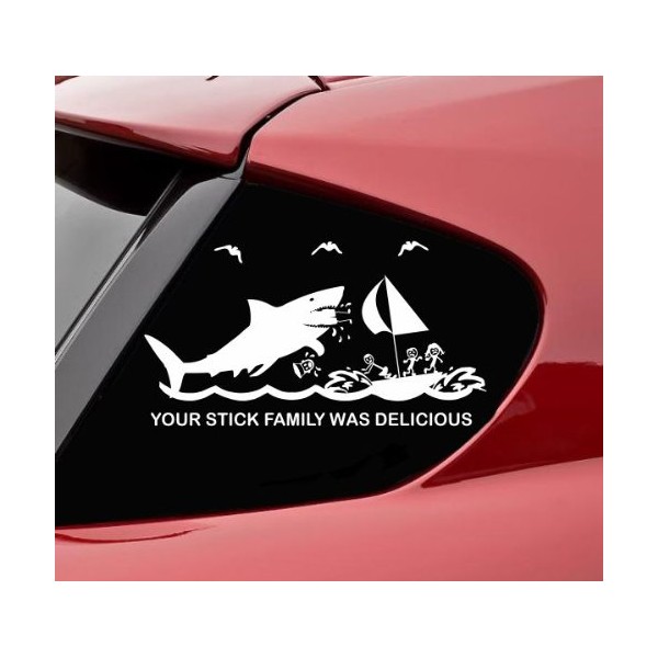 Slap-Art Your Stick Family was Delicious Shark - Vinyl Decal Sticker