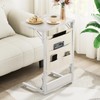 Kufutee Folding TV Tray Table, C-Shaped End Table with Storage