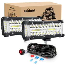 Nilight Side Shooter LED Light Bar 2PCS 7 Inch Triple Row Spot Flood Combo Lights Led Work Light with Wiring Harness Kit for Off Road Fog Light Driving Light on Truck SUV ATV UTV