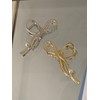 B/C Hair Claw Large Ribbon With Pearl (Gold)