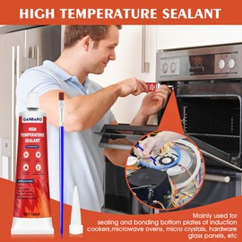 Ganbaro® 482°F High Temp Silicone Sealant, High Temperature Adhesive, Heat Resistant Glue with Brush Fast Drying Waterproof Adhesive for Oven, Grill, Microwave 100 ml (Transparent)