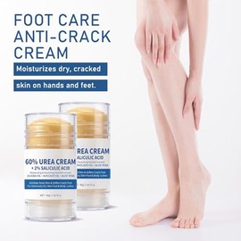 2 unidades de crema de urea 60% más 2% ácido salicílico Urea crema para pies, crema de pies para talones y pies secos agrietados, manos, codos, rodill