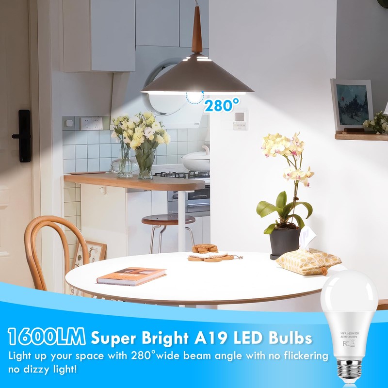 LED Light Bulbs 100 Watt Equivalent 1600 Lumens, A19 14W