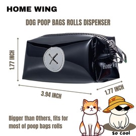 Home Wing Large Dog Poop Bag Holder, Poop Bag Dispenser with Carabiner Clip for Leash, Extra Thicker 15 Odor Sealing Cat Litter Bags & Huge Poop Bags for Large Dogs (Size: 15.8" x 11.8")