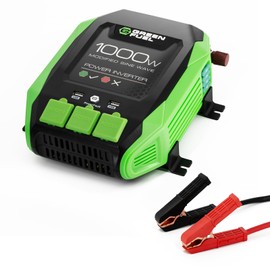 1000W Power Inverter 2000W Peak w/DC 12V to 3X 120V AC, 2X 2.4Amp USB, Mounting Brackets and Clamps Included