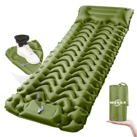 MOXILS Sleeping Pad, Ultralight Inflatable Sleeping Pad for Camping, Built-in Pump, Ultimate for Camping, Hiking, Airpad, Carry Bag, Repair Kit, Compact & Lightweight Air Mattress(Green)
