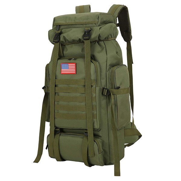 TianYaOutDoor 70l Hiking Backpack for Men Waterproof Military Camping Rucksack Travel Daypack(ArmyGreen Cam)