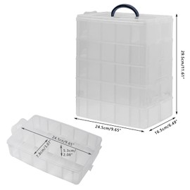 5-Tier Stackable Storage Box, Clear Snap-Lock Plastic Storage Containers - Adjustable Compartments, 10 for Each Box - Plastic Box for Jewelry, Beads, Tapes, Craft Supplies, Toy Blocks